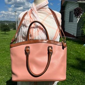 NWT London Fog Cameo Pink & Brown Tote or Shoulder Bag